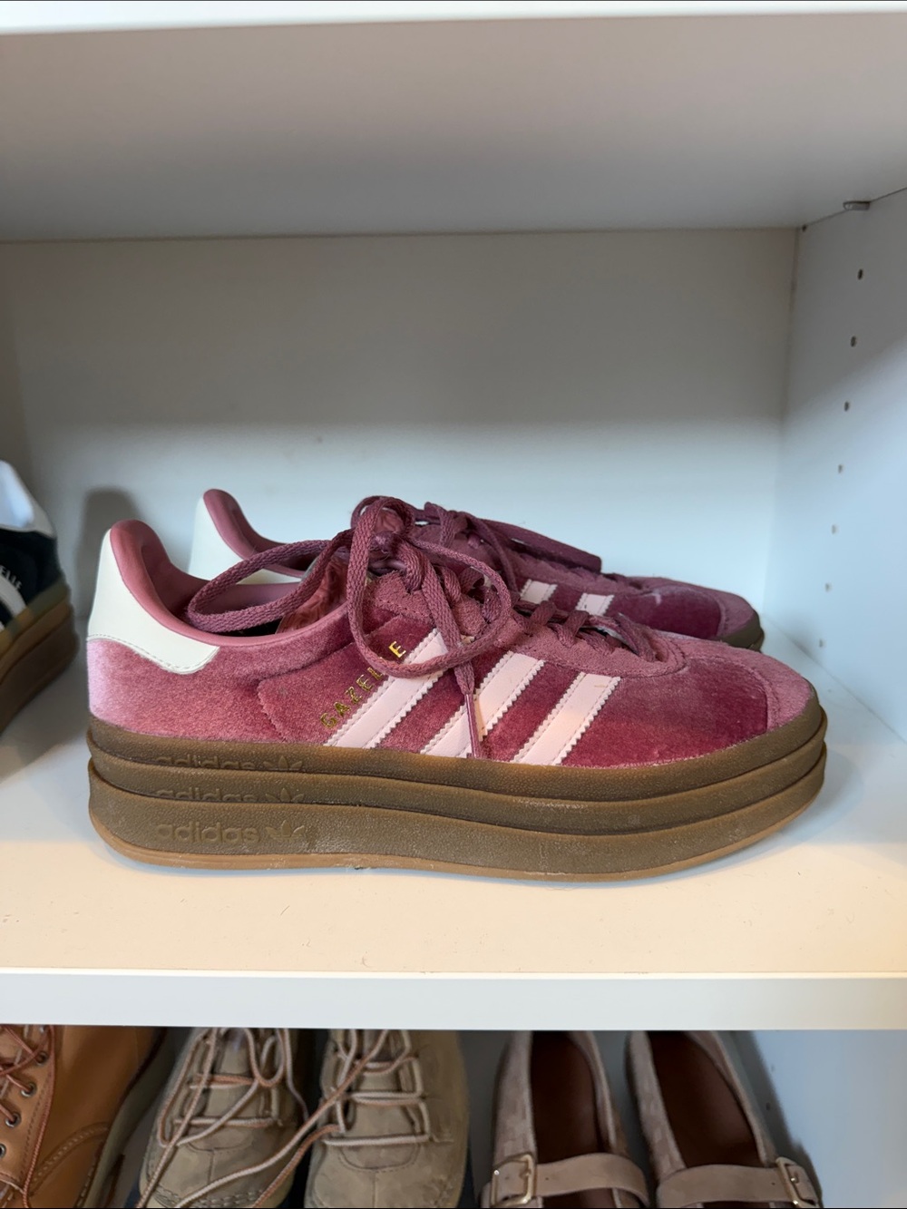 adidas Women's Rose Pink Suede Platform Sneakers - Picture 1 of 4